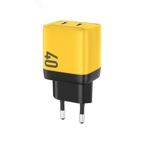 Ładowarka sieciowa 2x USB-C Super Fast Charger GaN 40W Żółta Ładowarka sieciowa 2x USB-C Super Fast Charger GaN 40W Żółta