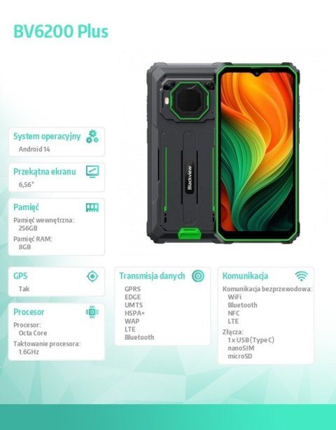 Smartfon BV6200 Plus 8/256GB zielony