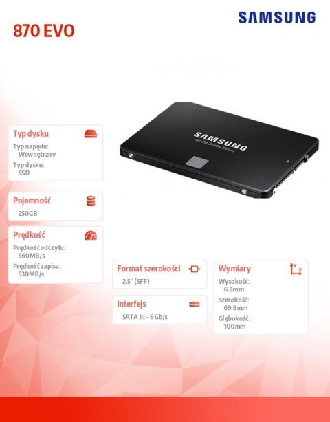 Dysk SSD 870EVO MZ-77E250B/EU 250GB Dysk SSD 870EVO MZ-77E250B/EU 250GB