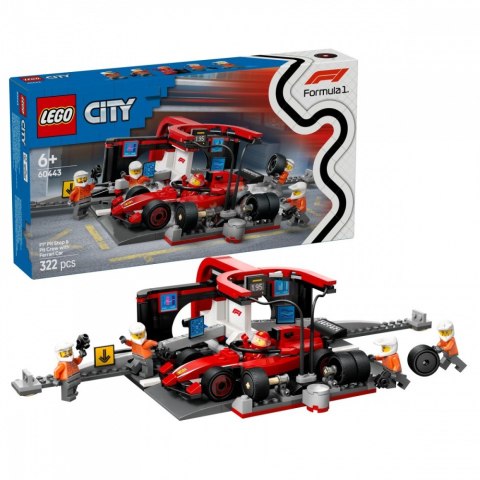 Klocki City 60443 F1 Pit stop i mechanicy z bolidem Ferrari