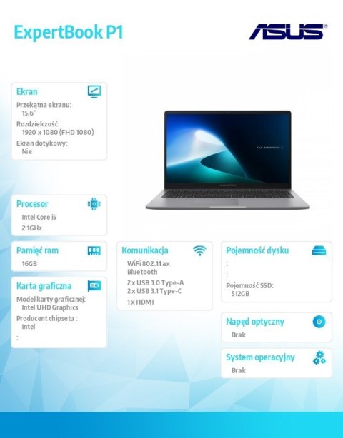 Notebook ExpertBook P1503CVA-S70859X i5 13420H 16/512