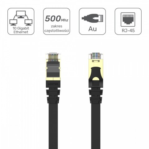 Patchcord CAT.7 SSTP 5M (8P8C) RJ45; płaski; C1897BK-5M Patchcord CAT.7 SSTP 5M (8P8C) RJ45; płaski; C1897BK-5M