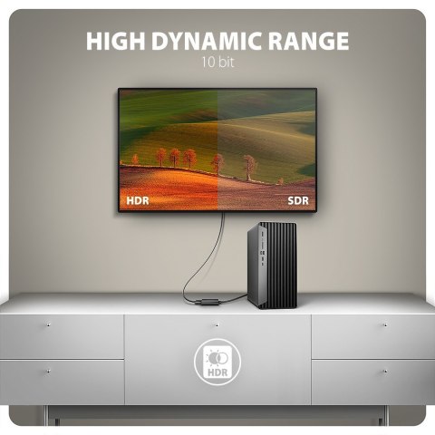 RVD-HI20N Adapter aktywny DisplayPort -> HDMI 1.4, 4K/60Hz, kabel 15cm