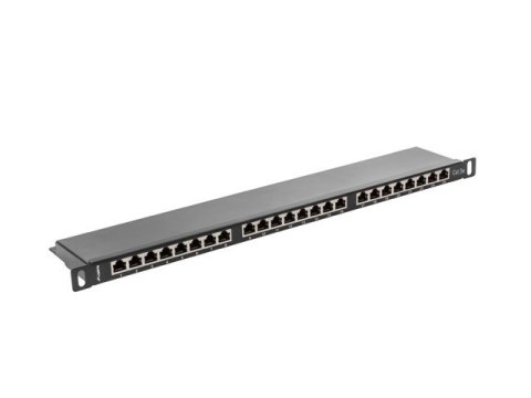 Patch Panel 24 Port 0.5U Kat.5E czarny ekranowany Patch Panel 24 Port 0.5U Kat.5E czarny ekranowany