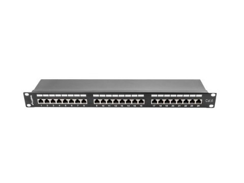 Patch Panel 24 Port 1U Kat.6 czarny ekranowany Patch Panel 24 Port 1U Kat.6 czarny ekranowany