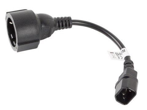 Przedłużacz kabla zasilającego IEC 320 C14 - Schuko 20cm czarny Przedłużacz kabla zasilającego IEC 320 C14 - Schuko 20cm czarny