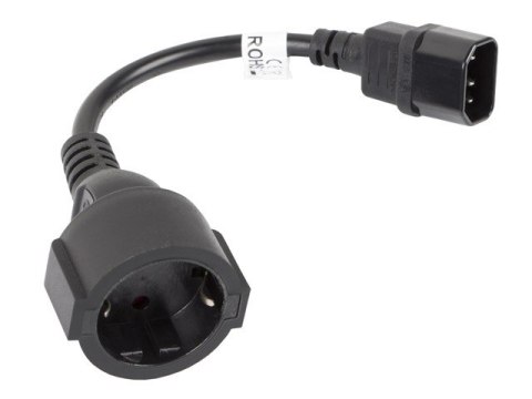Przedłużacz kabla zasilającego IEC 320 C14 - Schuko 20cm czarny Przedłużacz kabla zasilającego IEC 320 C14 - Schuko 20cm czarny