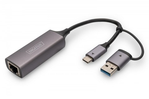 Karta sieciowa przewodowa USB 3.1 Typ C + USB A do 1x RJ45 2.5 Gigabit Ethernet 10/100/1000/2500Mbps Karta sieciowa przewodowa USB 3.1 Typ C + USB A do 1x RJ45 2.5 Gigabit Ethernet 10/100/1000/2500Mbps