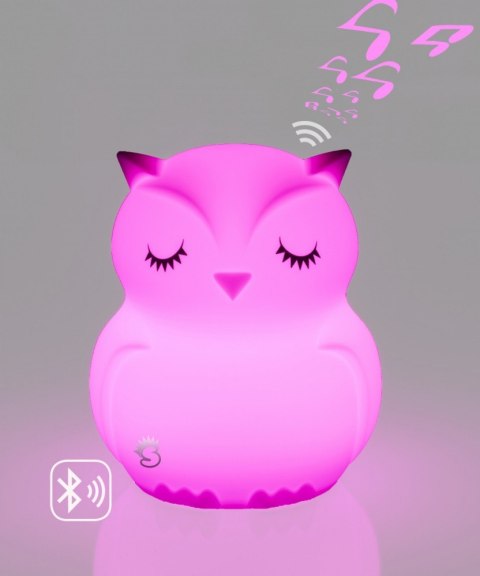 Lampka nocna silikonowa zmieniająca kolory z głośnikiem Bluetooth Świetlaczek Sówka HU HU Lampka nocna silikonowa zmieniająca kolory z głośnikiem Bluetooth Świetlaczek Sówka HU HU