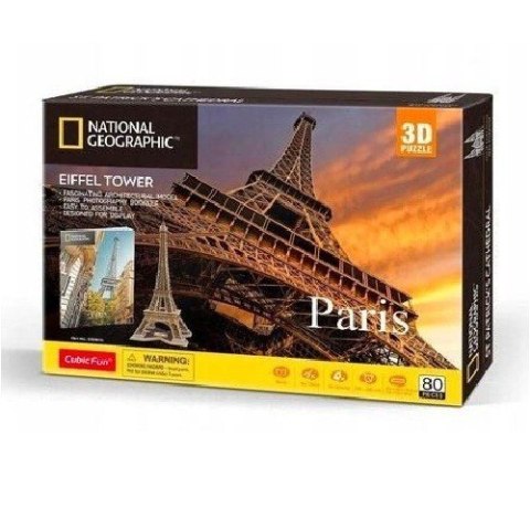 Puzzle 3D National Geographic Paryż Wieża Eiffla 80 elementów Puzzle 3D National Geographic Paryż Wieża Eiffla 80 elementów