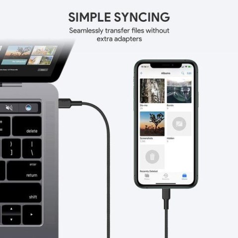CB-CL02 Black nylonowy kabel Lightning-USB C | USB Power Delivery USB-PD | 1.2m | certyfikat MFi Apple CB-CL02 Black nylonowy kabel Lightning-USB C | USB Power Delivery USB-PD | 1.2m | certyfikat MFi Apple