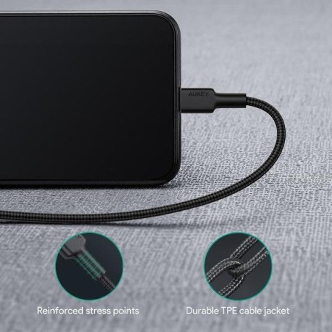 CB-CL02 Black nylonowy kabel Lightning-USB C | USB Power Delivery USB-PD | 1.2m | certyfikat MFi Apple CB-CL02 Black nylonowy kabel Lightning-USB C | USB Power Delivery USB-PD | 1.2m | certyfikat MFi Apple