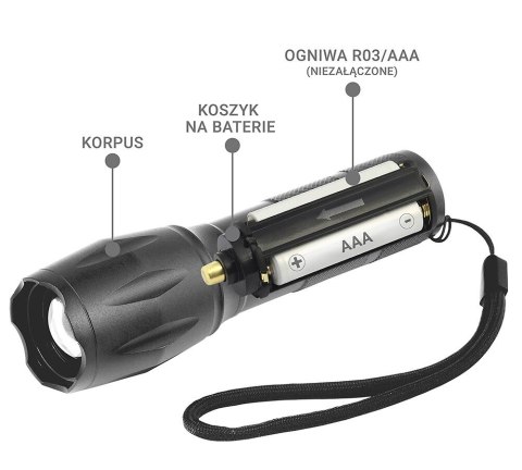 Latarka ręczna diodowa LED 600 lumenów FL600 dioda CREE XM-L2 Latarka ręczna diodowa LED 600 lumenów FL600 dioda CREE XM-L2
