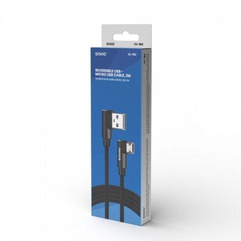 Kabel z dwustronnym złączem USB Micro USB - USB A 2m, CL-162 Kabel z dwustronnym złączem USB Micro USB - USB A 2m, CL-162
