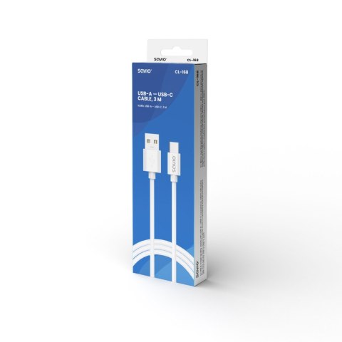 Kabel USB-A - USB-C, 2A, 3m, CL-168 Kabel USB-A - USB-C, 2A, 3m, CL-168