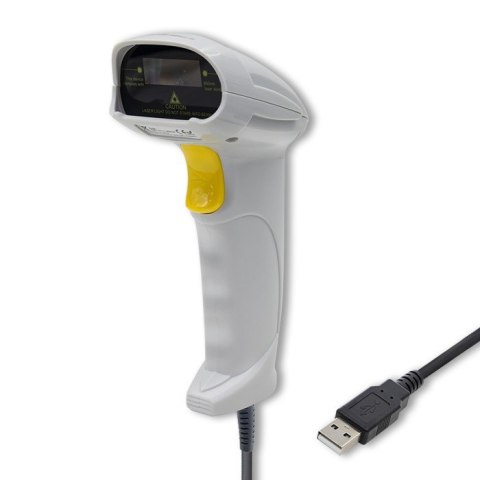 Laserowy czytnik kodów kreskowych 1D | USB | Biały Laserowy czytnik kodów kreskowych 1D | USB | Biały