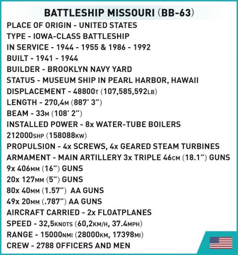 Klocki Historical Collection Battleship Missouri (BB-63) Klocki Historical Collection Battleship Missouri (BB-63)
