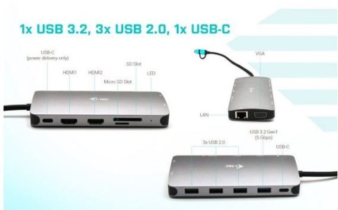 Stacja dokująca USB 3.0/USB-C/Thunderbolt 3x Display Metal Nano Dock LAN +Power Delivery 100W Stacja dokująca USB 3.0/USB-C/Thunderbolt 3x Display Metal Nano Dock LAN +Power Delivery 100W