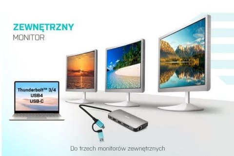 Stacja dokująca USB 3.0/USB-C/Thunderbolt 3x Display Metal Nano Dock LAN +Power Delivery 100W Stacja dokująca USB 3.0/USB-C/Thunderbolt 3x Display Metal Nano Dock LAN +Power Delivery 100W