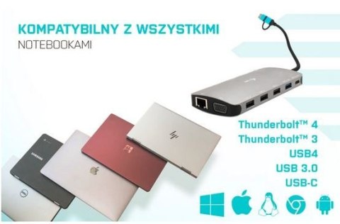 Stacja dokująca USB 3.0/USB-C/Thunderbolt 3x Display Metal Nano Dock LAN +Power Delivery 100W Stacja dokująca USB 3.0/USB-C/Thunderbolt 3x Display Metal Nano Dock LAN +Power Delivery 100W
