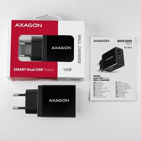 ACU-DS16 Ładowarka sieciowa, SMART 16W, 2x port USB-A, 5V/2.2A + 5V/1A ACU-DS16 Ładowarka sieciowa, SMART 16W, 2x port USB-A, 5V/2.2A + 5V/1A