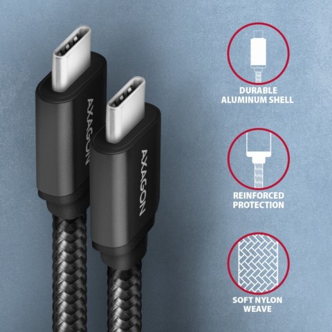 BUCM3-CM20AB Kabel USB-C - USB-C 3.2 Gen 1, 2m, PD 60W, 3A, ALU, oplot, czarny BUCM3-CM20AB Kabel USB-C - USB-C 3.2 Gen 1, 2m, PD 60W, 3A, ALU, oplot, czarny
