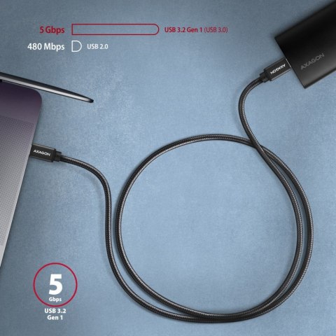 BUCM3-CM20AB Kabel USB-C - USB-C 3.2 Gen 1, 2m, PD 60W, 3A, ALU, oplot, czarny BUCM3-CM20AB Kabel USB-C - USB-C 3.2 Gen 1, 2m, PD 60W, 3A, ALU, oplot, czarny