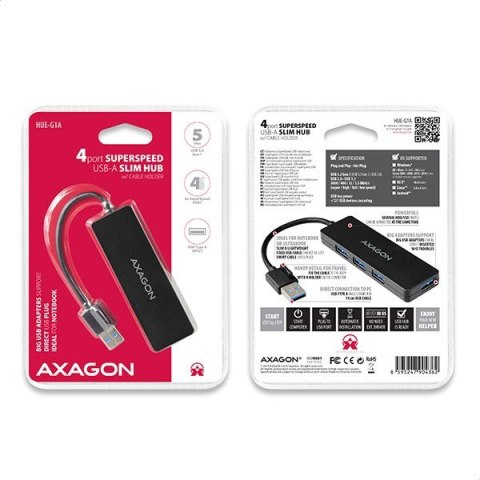 HUE-G1A Hub 4-portowy USB 3.2 Gen 1 SLIM, kabel Type-A 14cm HUE-G1A Hub 4-portowy USB 3.2 Gen 1 SLIM, kabel Type-A 14cm