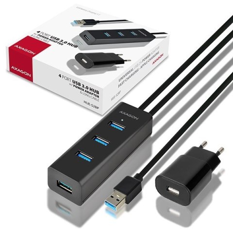 HUE-S2BP Hub 4-portowy USB 3.2 Gen 1 charging hub 1.2m kabel, AC adapter HUE-S2BP Hub 4-portowy USB 3.2 Gen 1 charging hub 1.2m kabel, AC adapter