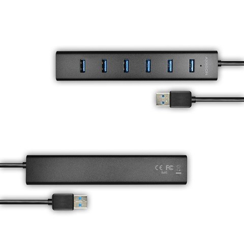 HUE-SA7BP Hub 7-portowy USB 3.2 GEN 1 aluminum charging hub, AC adapter HUE-SA7BP Hub 7-portowy USB 3.2 GEN 1 aluminum charging hub, AC adapter