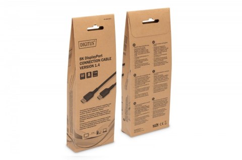 Kabel połączeniowy PREMIUM DisplayPort 8K60Hz UHD DP/DP M/M 1m Czarny Kabel połączeniowy PREMIUM DisplayPort 8K60Hz UHD DP/DP M/M 1m Czarny