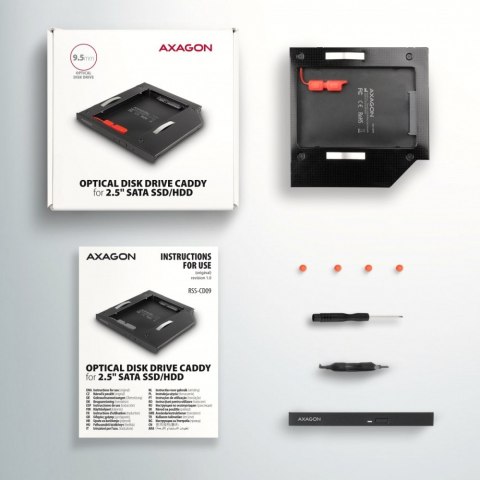 RSS-CD09 Ramka na 2,5" SSD-HDD do gniazda DVD, 9.5mm LED aluminium RSS-CD09 Ramka na 2,5" SSD-HDD do gniazda DVD, 9.5mm LED aluminium