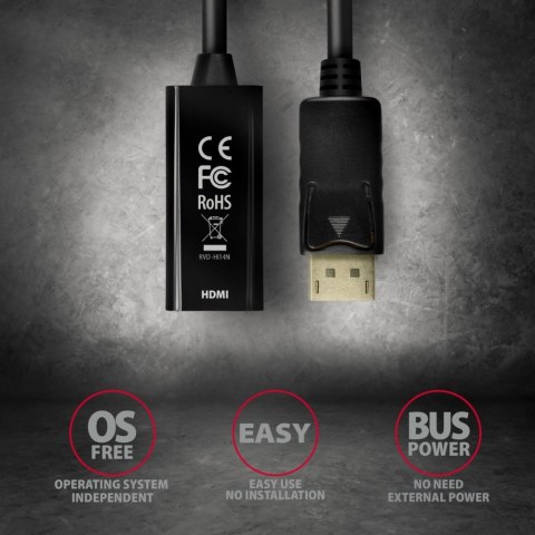 RVD-HI14N Adapter aktywny Displayport -> HDMI 1,4, 4K/30Hz, kabel 18cm RVD-HI14N Adapter aktywny Displayport -> HDMI 1,4, 4K/30Hz, kabel 18cm