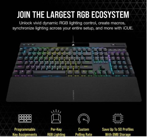 Klawiatura przewodowa K70 RGB Pro Black PBT Keycaps Klawiatura przewodowa K70 RGB Pro Black PBT Keycaps