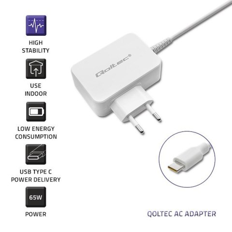 Zasilacz sieciowy 65W | 5-20.3V | 2-3.25A | USB typ C | PD | Biały Zasilacz sieciowy 65W | 5-20.3V | 2-3.25A | USB typ C | PD | Biały