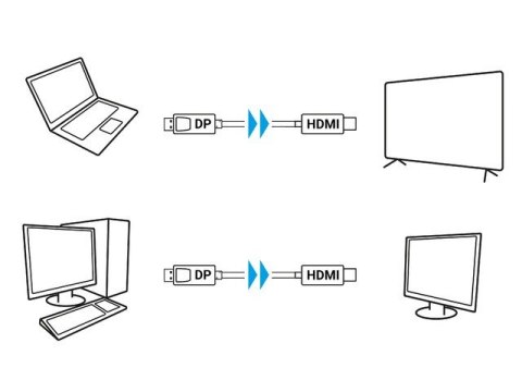 Kabel DisplayPort (M) V1.1 -> HDMI (M) 1.8m czarny Kabel DisplayPort (M) V1.1 -> HDMI (M) 1.8m czarny