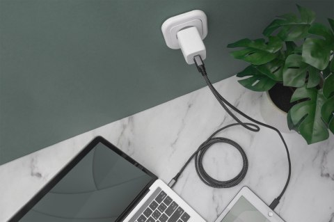 Ładowarka sieciowa, zasilacz GaN 2x USB-C PD 3.0 max. 65W, biała Ładowarka sieciowa, zasilacz GaN 2x USB-C PD 3.0 max. 65W, biała