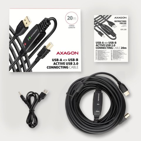 ADR-220B USB 2.0 A-M -> B-M aktywny kabel połączeniowy/wzmacniacz 20m ADR-220B USB 2.0 A-M -> B-M aktywny kabel połączeniowy/wzmacniacz 20m