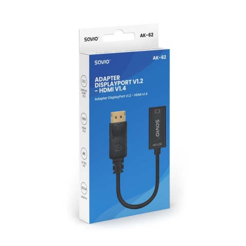 Adapter DisplayPort (M) v1.2 - HDMI (F) v1.4, 4K, AK-62 Adapter DisplayPort (M) v1.2 - HDMI (F) v1.4, 4K, AK-62