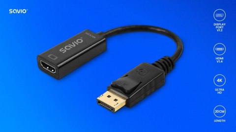 Adapter DisplayPort (M) v1.2 - HDMI (F) v1.4, 4K, AK-62 Adapter DisplayPort (M) v1.2 - HDMI (F) v1.4, 4K, AK-62