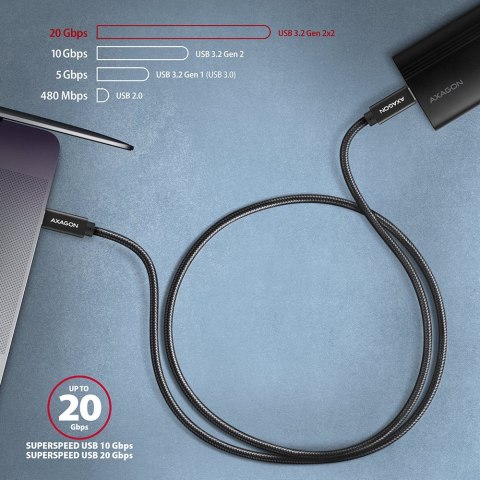 BUCM32-CM15AB Kabel USB-C - USB-C 3.2 Gen 2, 1.5m, PD 100W, 5A, 4K HD, ALU, oplot, czarny BUCM32-CM15AB Kabel USB-C - USB-C 3.2 Gen 2, 1.5m, PD 100W, 5A, 4K HD, ALU, oplot, czarny