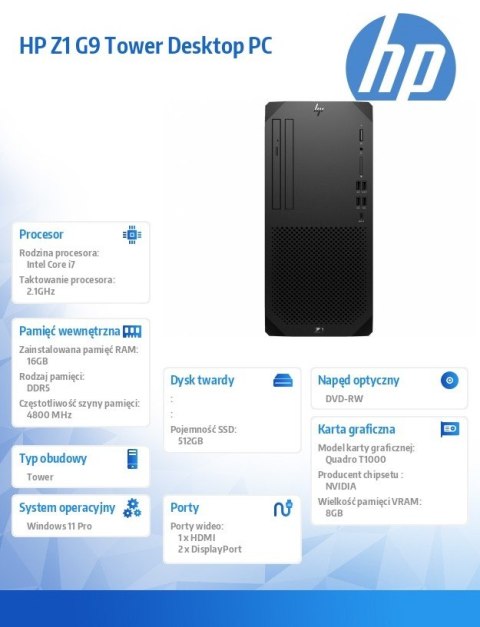 Komputer Z1 TWR G9 i7-14700 512GB/16GB/W11P 8T1P5EA Komputer Z1 TWR G9 i7-14700 512GB/16GB/W11P 8T1P5EA