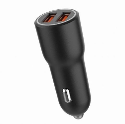 Ładowarka samochodowa 2xUSB-A QC3.0 36W czarna Ładowarka samochodowa 2xUSB-A QC3.0 36W czarna