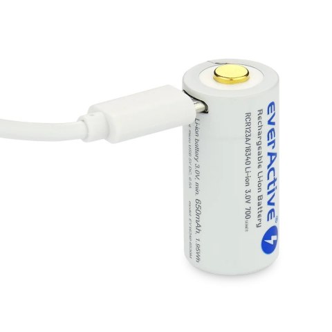 Akumulator 16340 3V Li-ion 700 mAh micro USB Akumulator 16340 3V Li-ion 700 mAh micro USB