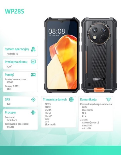 Smartfon WP28S 4/128GB 10600 mAh DualSIM pomarańczowy Smartfon WP28S 4/128GB 10600 mAh DualSIM pomarańczowy