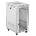 Szafa stojąca rack 19'' 22U 600x800 szara drzwi szklane LCD flack pack