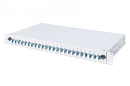 Przełącznica światłowodowa/panel krosowy z wyposażeniem 19 cali 1U, 24x LC duplex, OS2, zawiera pigtaile, adaptery, tacki, wysuw