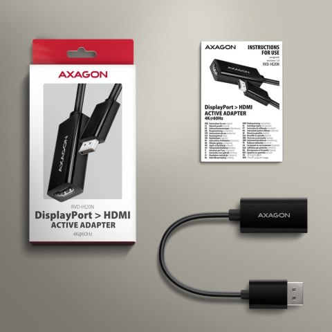 RVD-HI20N Adapter aktywny DisplayPort -> HDMI 1.4, 4K/60Hz, kabel 15cm RVD-HI20N Adapter aktywny DisplayPort -> HDMI 1.4, 4K/60Hz, kabel 15cm