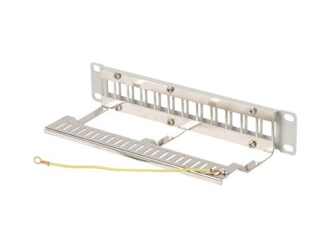 Patch Panel 12 Port 1U 10 cali FTP z organizerem do modułów keystone szary Patch Panel 12 Port 1U 10 cali FTP z organizerem do modułów keystone szary
