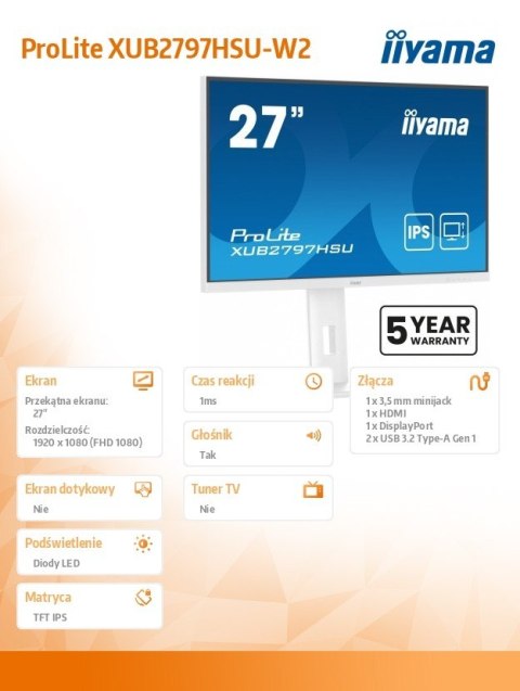 Monitor 27 cali XUB2797HSU-W2 IPS,FHD,HAS,300cd,(5y) Monitor 27 cali XUB2797HSU-W2 IPS,FHD,HAS,300cd,(5y)